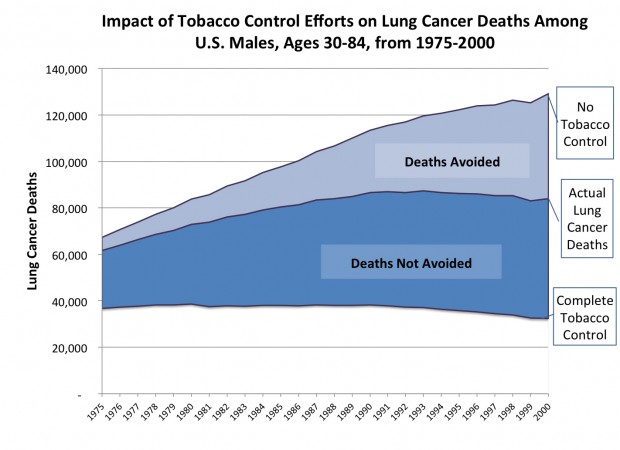 Graph about male lung cancer deaths