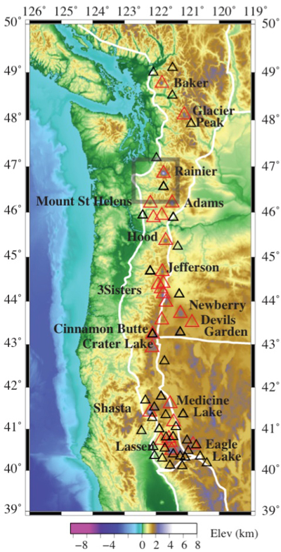 Cascade Range map