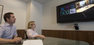 Researchers videoconferencing