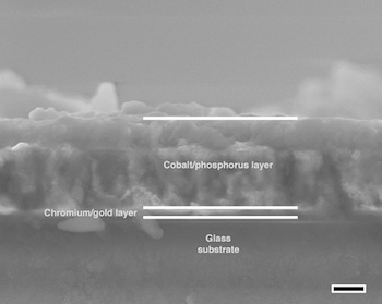 Side view of a porous cobalt phosphide/phosphate thin film
