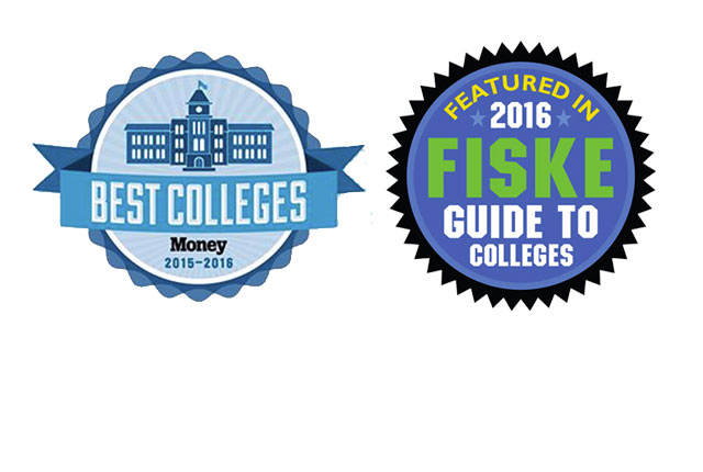 Logos for Money magazine's best colleges and Fiske Guide to Colleges