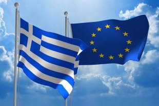 Greek and EU flags