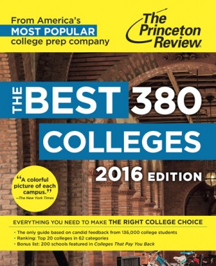 cover of Princeton Review's "The Best 380 Colleges" 2016 edition