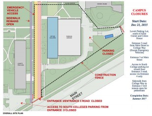 map showing location of new office building and parking garage