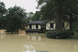 A flooded home in Houston following Hurricane Harvey. Photo by Brandon Martin.