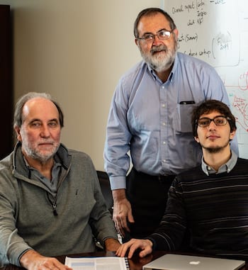 Rice University researchers, from left, José Onuchic, Herbert Levine and Federico Bocci brought together computational models at the Center for Theoretical Biological Physics that established the central role of a ligand, JAG1, that helps cancer cells differentiate to confound therapies as well as metastasize. (Credit: Jeff Fitlow/Rice University)