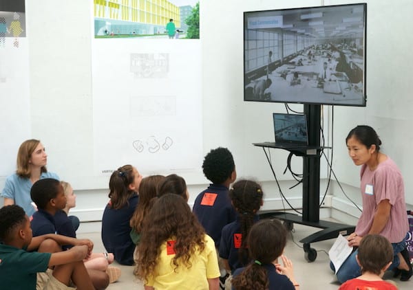 Kayla Bien teaches Poe Elementary students at the Rice School of Architecture.