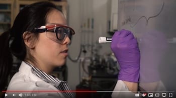 Rice University graduate student Kimmai Tran and her colleagues have developed an environmentally friendly solution to remove valuable cobalt and lithium metals from spent lithium-ion batteries. (Photo by Jeff Fitlow/Rice University)