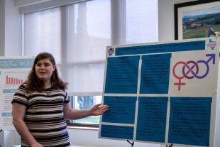 Baker College junior Hazel Marshall spent the last two semesters assessing the needs of transgender students who access mental health care through their universities. (Photos by Haoming Ning)