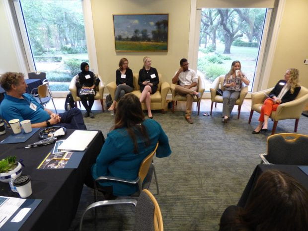 A panel of Rice undergraduates and graduate students gathered for a question-and-answer session aimed at helping recruiters better understand Owls' perspectives on selecting employers and externships.