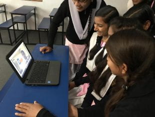 Students in a New Delhi high school video chatted with Rice students throughout the semester in Divya Chaudhry's first-year Hindi course.