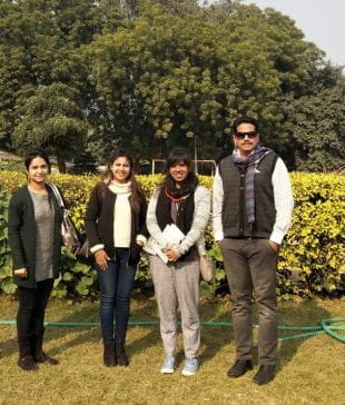 Chaudhry (second from right) met up with Yuva Unstoppable team members Taranjeet Kaur, Ruhbani Singh and Rishi Singh when she visited Delhi.