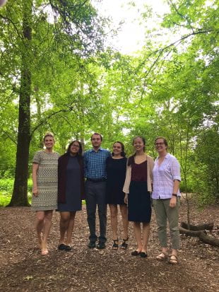 Rice HART members Ramee Saleh, Dawson Klein, Sarah Torresen and Tian-Tian He (left to right) worked with Houston Arboretum development director Keely Everett (far left) and marketing and development manager Christine Mansfield (far right) on the project.