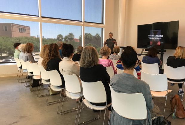 Shepherd School of Music professor of composition Anthony Brandt kicked off the new summer lecture series at the Moody Center for the Arts with a June 6 talk exploring “lifelong creativity.”