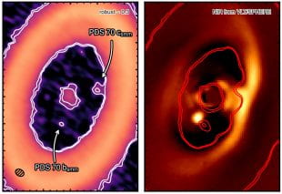 Side by side images highlight the circumplanetary disk around exoplanet PDS 70 c