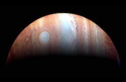 An infrared color composite of Jupiter was created from images taken by NASA's New Horizons spacecraft in 2007. (Image by NASA/Johns Hopkins University Applied Physics Laboratory/Southwest Research Institute/Goddard Space Flight Center)
