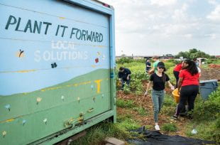 Rice students also work with at Plant It Forward Farms through other CCL-led projects throughout the year. (Photo by Tommy LaVergne)