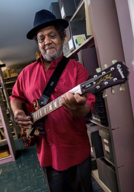 Little Joe Bell arrived at the Woodson Research Center inside Fondren Library Aug. 22 with guitar in tow to provide an oral history of Houston’s blues scene to Norie Guthrie, an archivist and special collections librarian who manages the Houston Blues Museum archives.