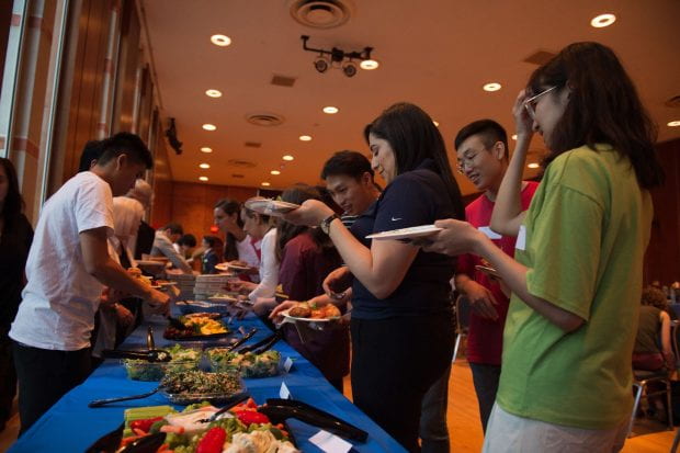 Students from countries across the world made new friends and connections Sept. 24 at the annual meet-and-greet potluck dinner for the International Friends at Rice (IFR) program.