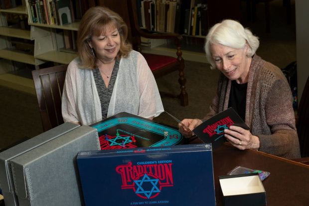 Estelle Panzer and Janis Odensky, two of the three Houston women responsible for creating the “Jewish version of Trivial Pursuit” in the 1980s, stopped by the Woodson Research Center in Fondren Library Aug. 30 to donate original adult and children’s versions of the board game, newspaper clippings and more to the Houston Jewish History Archive.