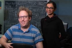 Aryeh Warmflash, left, and Sapna Chhabra led a Rice University team that discovered embryonic stem cells begin to self-organize when they sense interacting waves of molecular signals that help them start — and stop — differentiating into patterns. (Credit: Jeff Fitlow/Rice University)