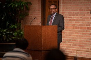 Author, social historian and educator Earl Lewis was this year's guest at the three-night Campbell Lecture Series. He spoke in the Grand Hall of the Rice Memorial Center Nov. 13.