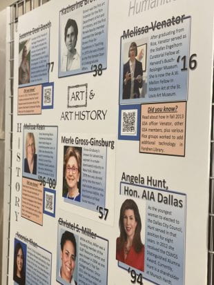 A new series of posters in the main corridor of Fondren Library illuminates the ongoing achievements of Rice alumnae. (Photos by Katharine Shilcutt)