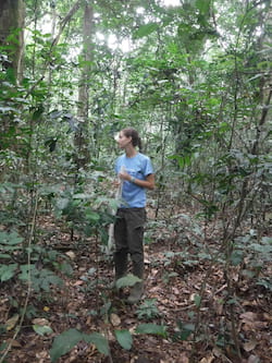 Rice University graduate student Therese Lamperty spent three months in Gabon in 2016 to study how the presence or absence of megafauna like elephants affected some of the smallest creatures in the ecosystem. (Credit: Photo courtesy of Therese Lamperty)