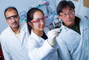 Rice University postdoctoral researcher Saunab Ghosh, graudate student Natsumi Komatsu and professor Junichiro Kono