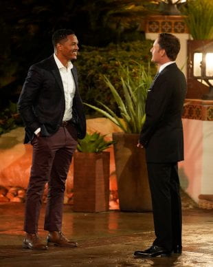 Gabe Baker chats with Chris Harrison, host of "The Bachelor Presents: Listen To Your Heart." Photo credit: ABC/John Fleenor