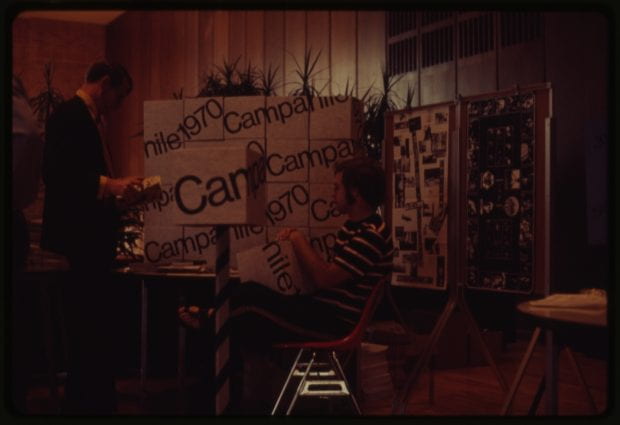 "1970 Campaniles on display during Homecoming, Rice University." (1970) Rice University: https://hdl.handle.net/1911/79011.