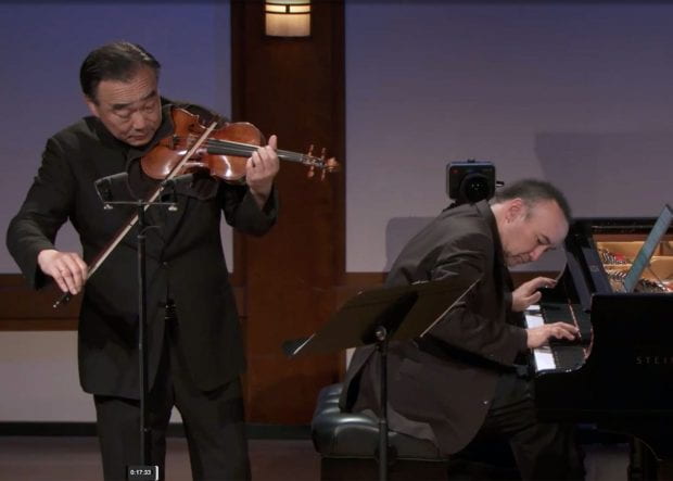 Cho-Liang Lin, the Benjamin Armistead Shepherd Distinguished Professor of Violin at Rice's Shepherd School of Music, was recently featured in the Chamber Music Society of Lincoln Center's "Artist Series," a digital concert series comprised of live performance video from the CMS archive and interviews offering a personal look into artists' lives during the COVID-19 pandemic. Lin performed with the Shepherd School's Jon Kimura Parker, professor of piano (pictured below).