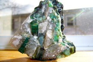 Brazilian emeralds in a quartz-pegmatite matrix
